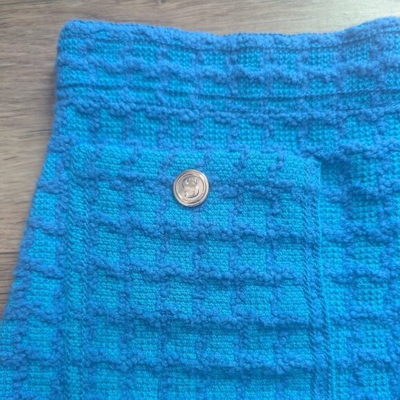 Sandro | Riviere Tweed Mini Skirt In Azure Blue - Picture 6 of 13